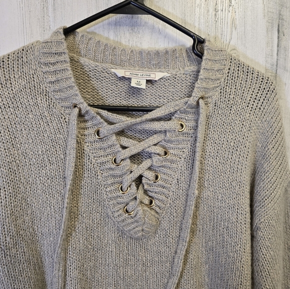 Adam Levine tan Cozy Knit Sweater with Lace-Up Detail women's size medium - Picture 2 of 8